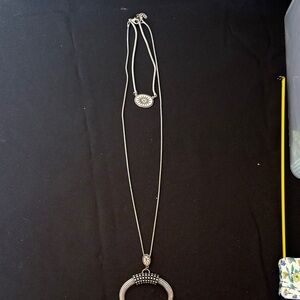 Elegant Silver Choker and Necklace with Pendant      Chocker is 10”